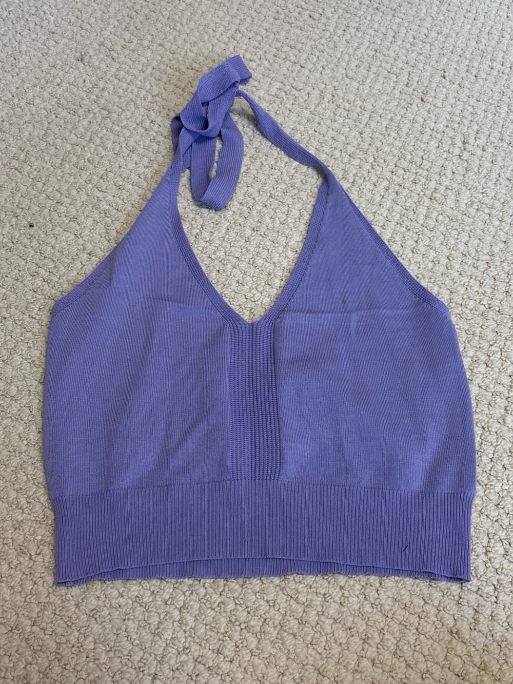 Cider Purple Halter Knit Crop Top